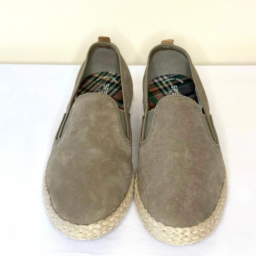 Sperry Sailor Twin Gore Jute Slip-On Shoes Women's 10 Sage Green NEW - Picture 2 of 9